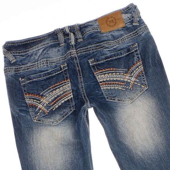 Maurices Straight Leg Jeans Size 3/4 Junior Womens Distress Holes Stretch 27x31 - Picture 4 of 12